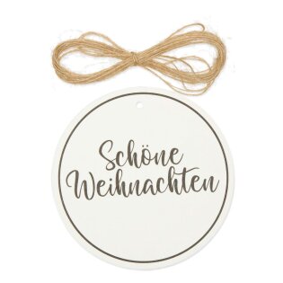 Geschenkanhänger Schöne Weihnachten Weiß 10 cm