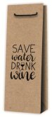 Tragetasche aus Kraftpapier Save Water Drink Wine Natur...