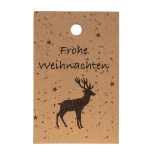 Geschenkanhänger "Frohe Weihnachten Hirsch" 85 x 55 mm