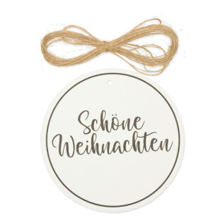 Geschenkanhänger "Schöne Weihnachten" mit Band ca. Ø 10cm