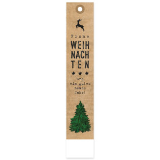 Geschenkanhänger "Weihnachten Natur mit Baum" 30 x 170 mm